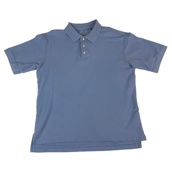 St. John's Bay Men's Polo Shirt Performance Pique M Blue 100% Cotton Collared - Picture 1 of 5